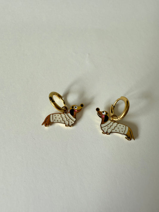 Pendientes salchicha blanco