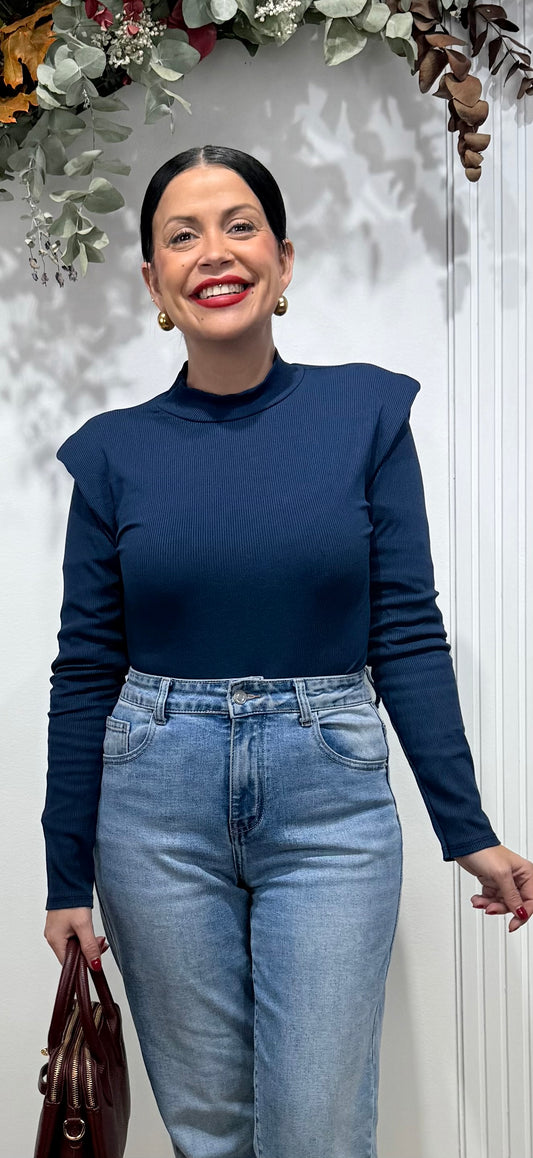 Camiseta hombreras lycra azul marino Alma