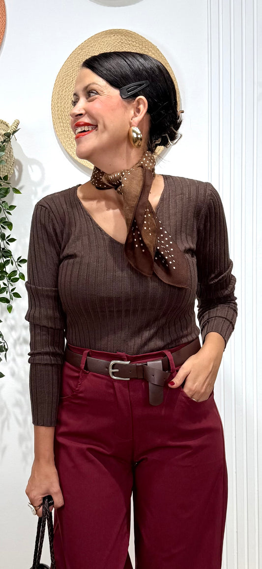 Jersey canalé chocolate