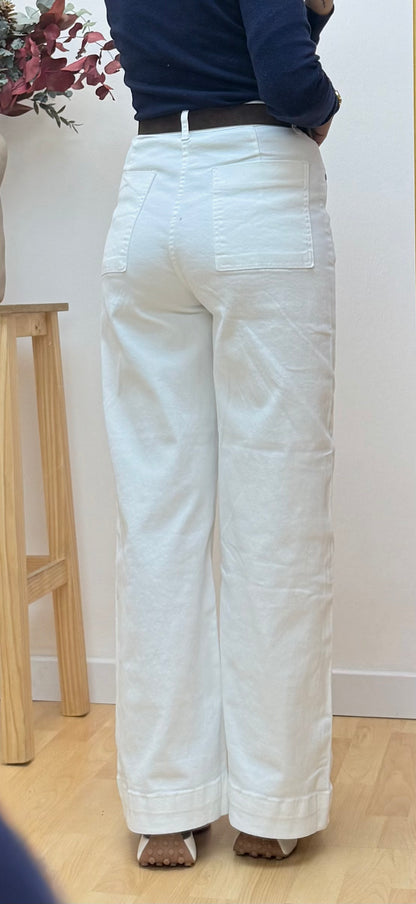 Jeans wide leg blanco Emilia