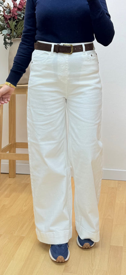 Jeans wide leg blanco Emilia