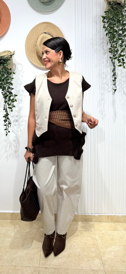 Chaleco antelina crudo