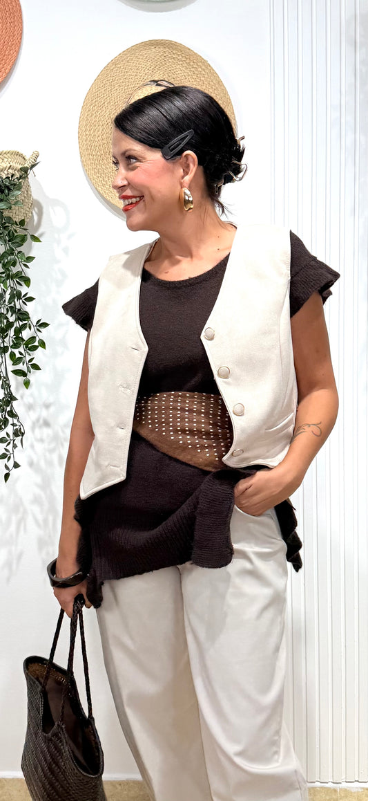 Chaleco antelina crudo