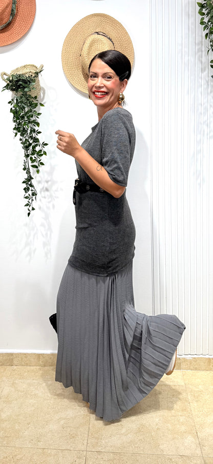 Vestido combi gris