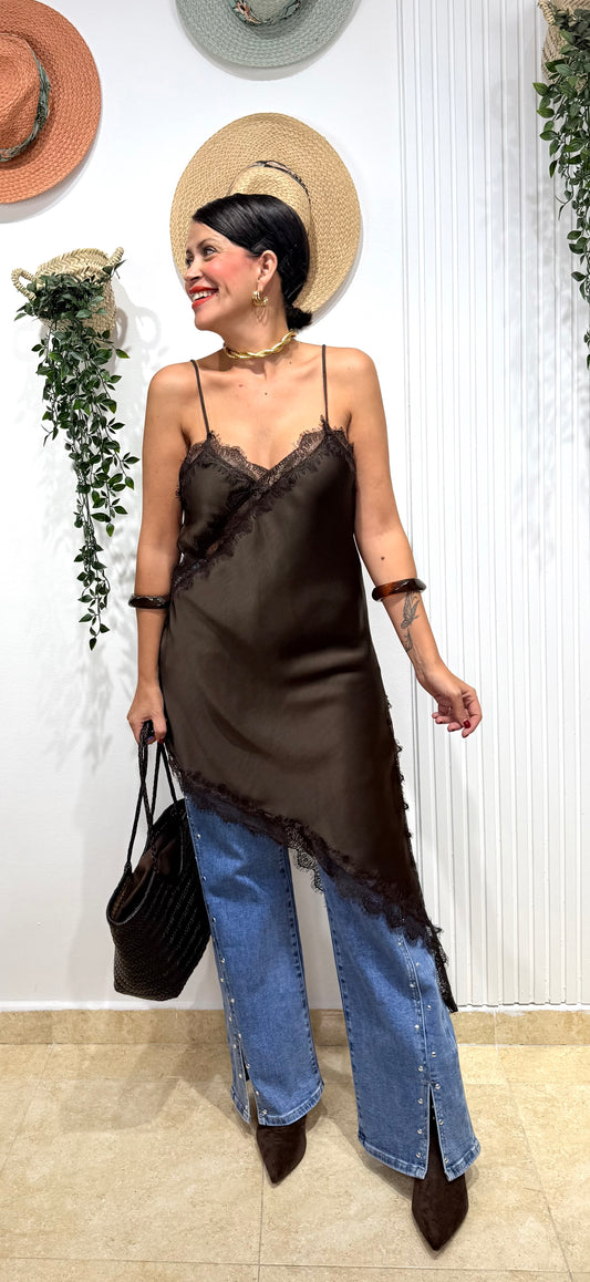 Vestido/ top lencero  chocolate