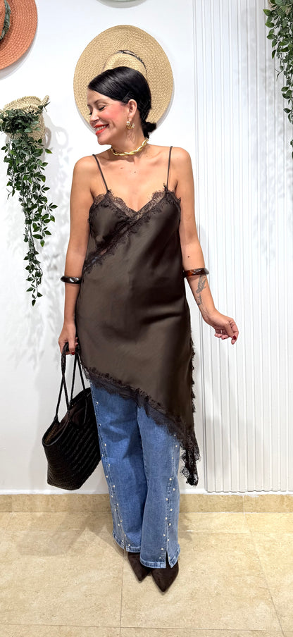 Vestido/ top lencero  chocolate