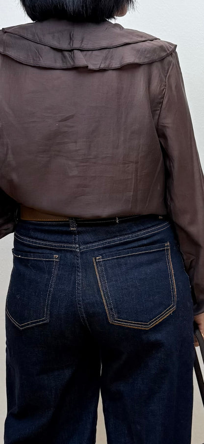 Blusa volantes chocolate