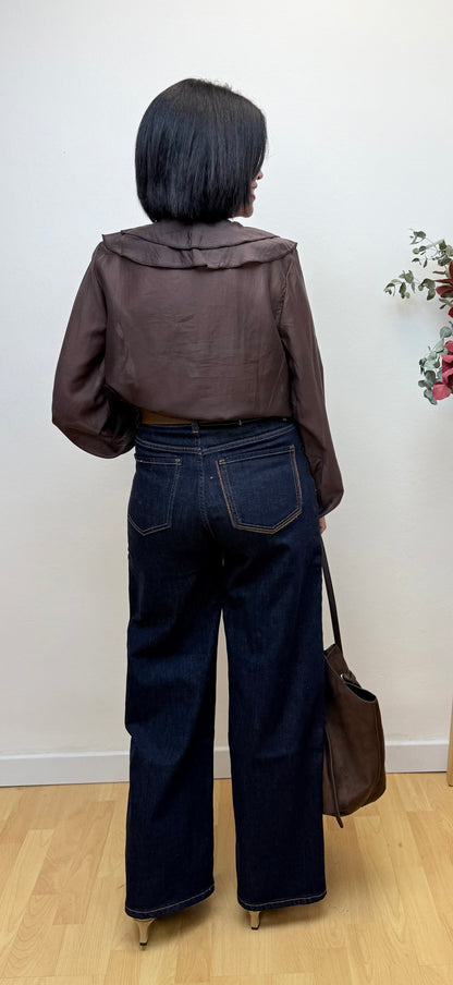 Blusa volantes chocolate