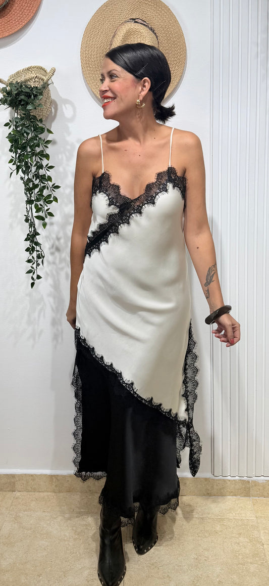 Vestido/ top lencero Beige-Negro