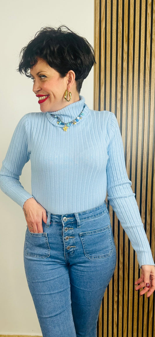 Jersey cuello alto azul