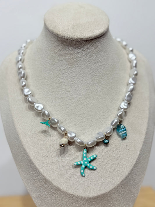 Collar estrella verde agua