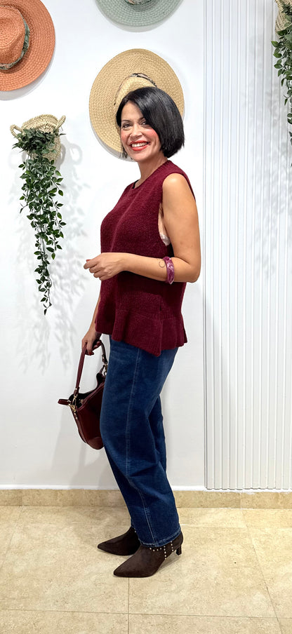 Jersey burdeos volantes