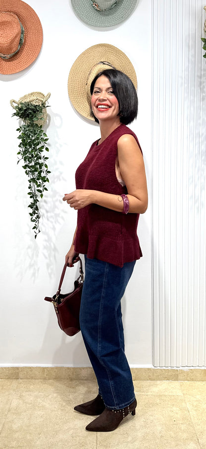 Jersey burdeos volantes