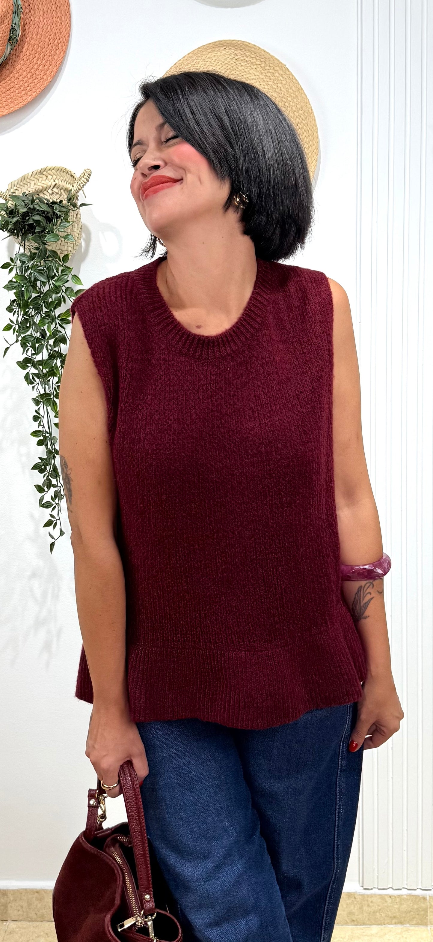 Jersey burdeos volantes