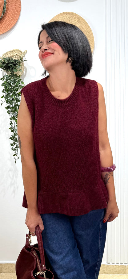 Jersey burdeos volantes