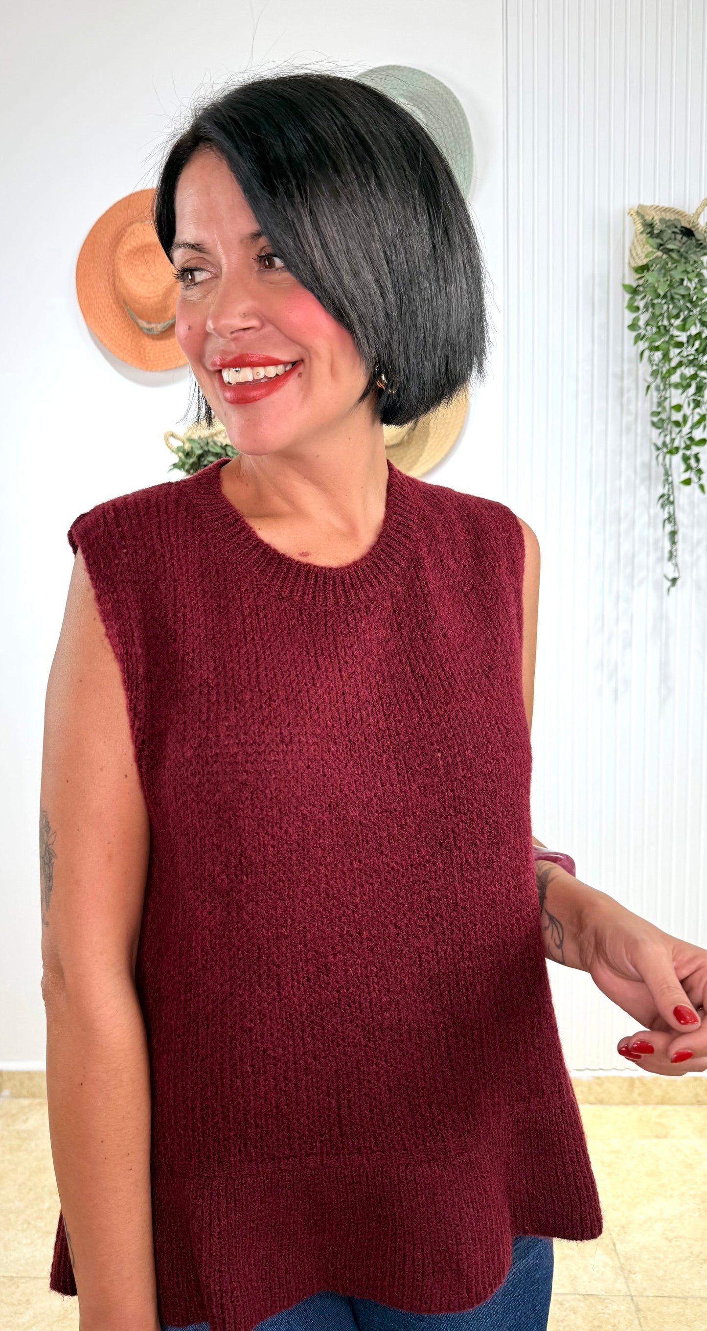 Jersey burdeos volantes