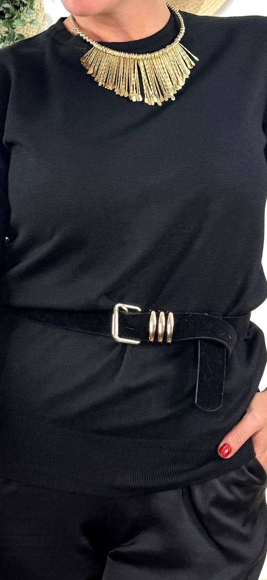 Cinturón piel negro