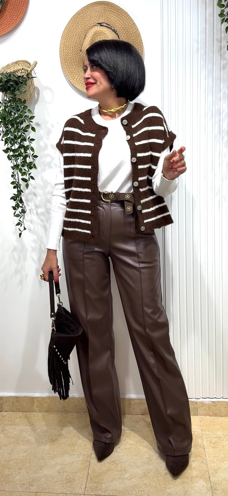 Chaleco marinero choco-blanco