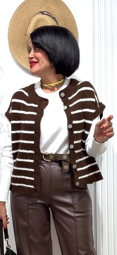 Chaleco marinero choco-blanco