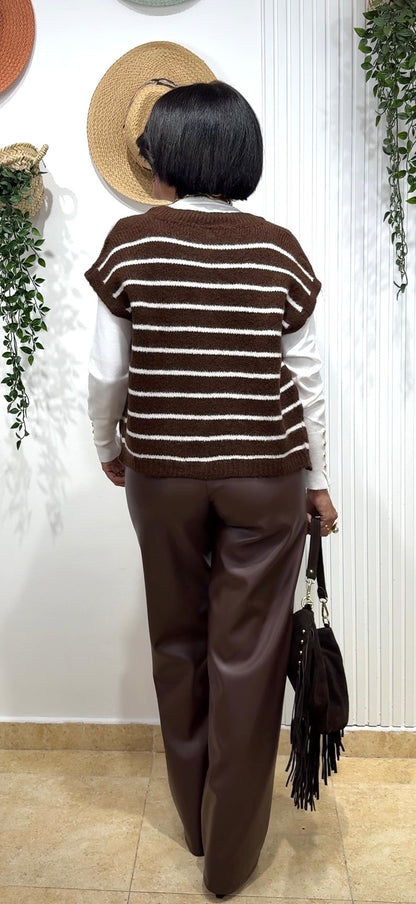 Chaleco marinero choco-blanco