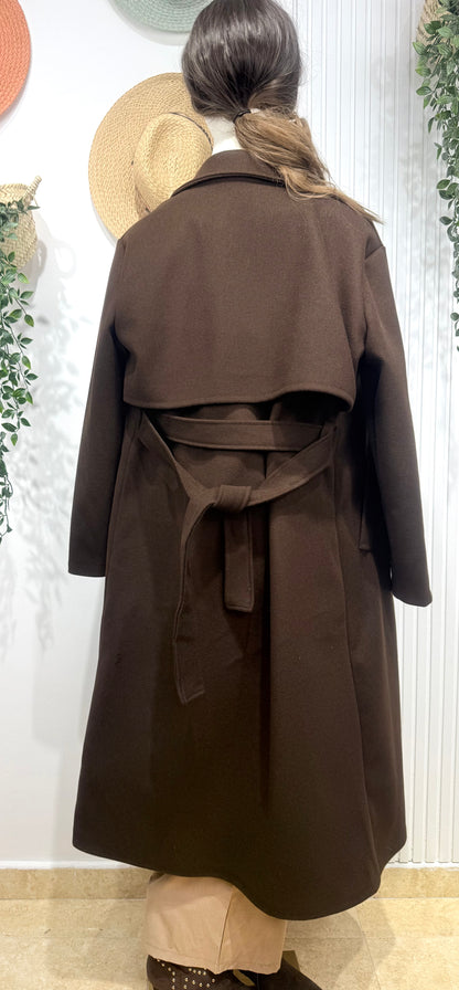 Abrigo gabardina forrado chocolate