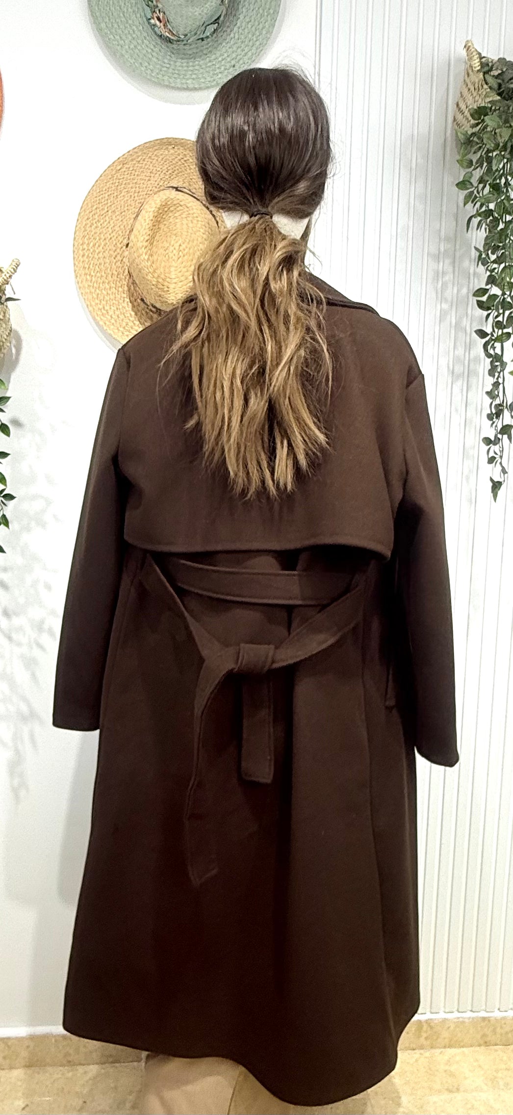 Abrigo gabardina forrado chocolate