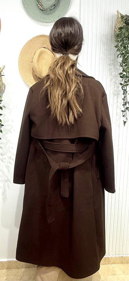 Abrigo gabardina forrado chocolate