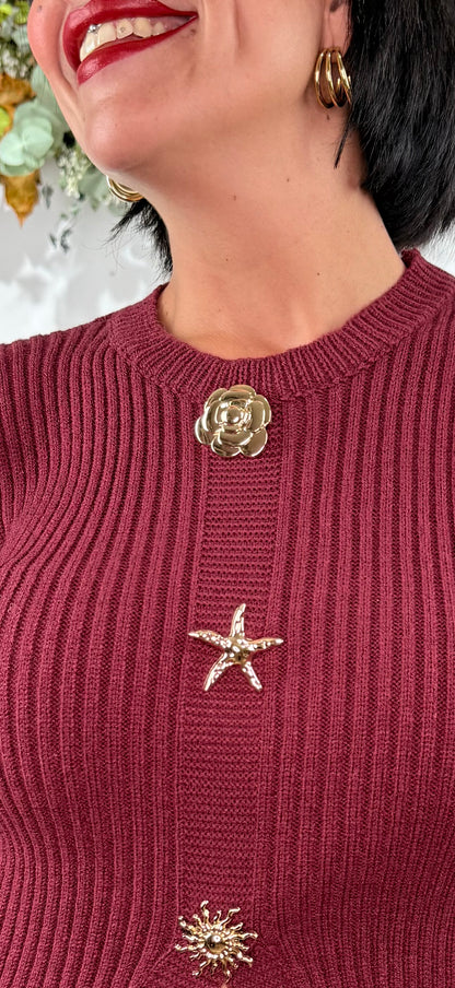 Jersey burdeos detalles