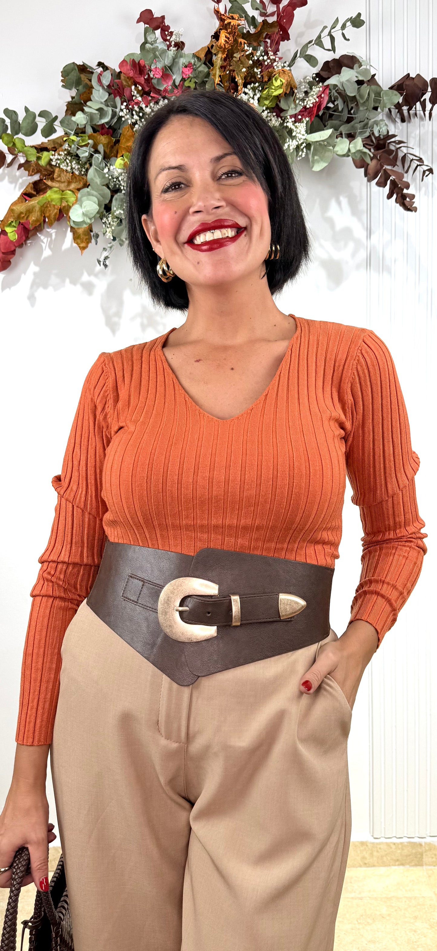 Jersey básico canalé calabaza