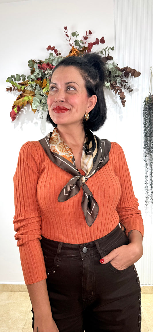 Jersey básico canalé calabaza