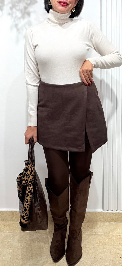 Jersey cuello cisne beige