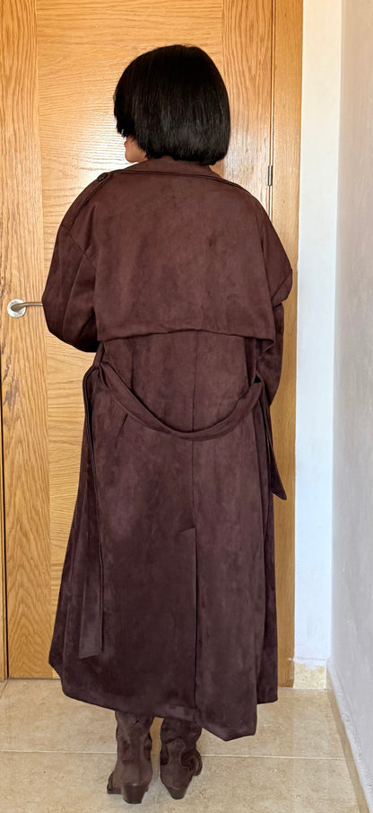 Vestido canalé volantes chocolate