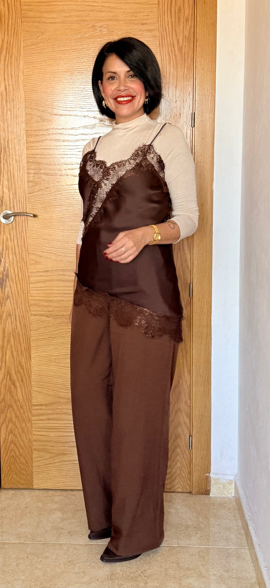 Pantalón pañuelo chocolate