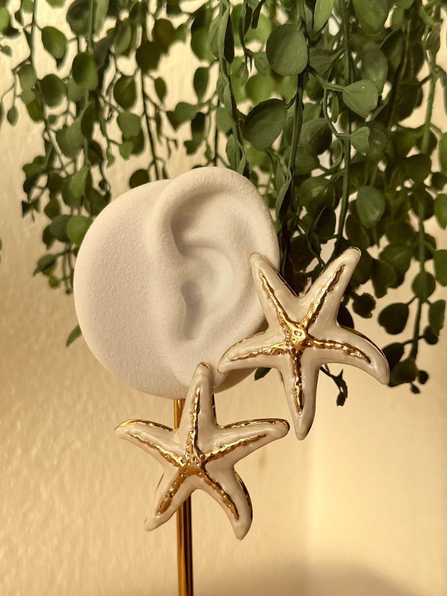 Pendientes acero estrella blanco