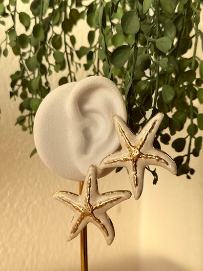 Pendientes acero estrella blanco