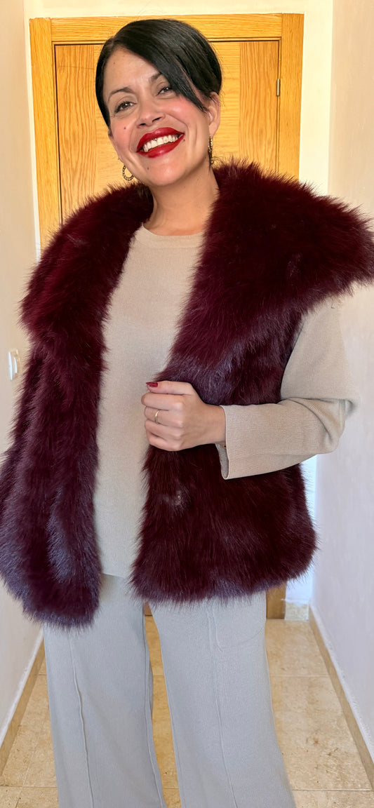 Chaleco Pelo burdeos