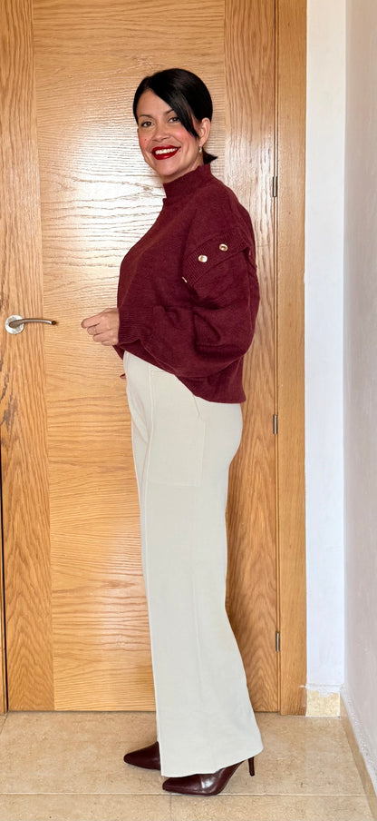 Jersey burdeos botones dorados