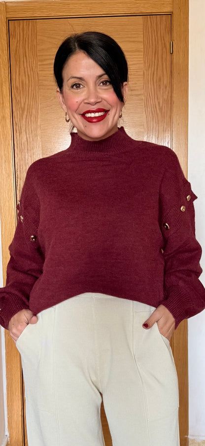 Jersey burdeos botones dorados