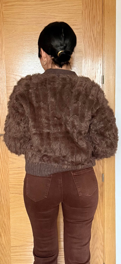 Abrigo pelo botones chocolate