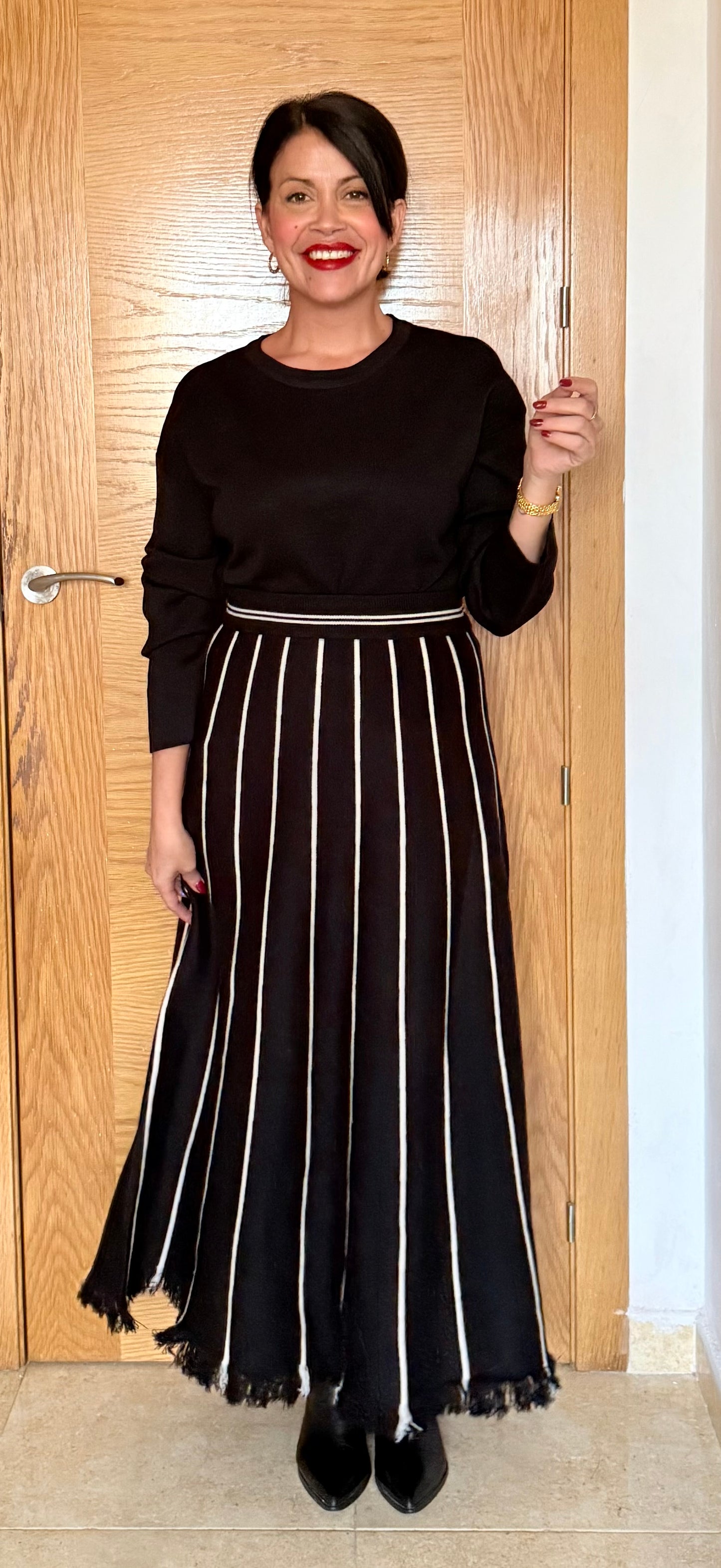 Falda larga rayas negra