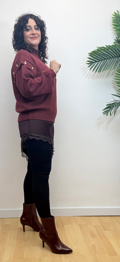 Jersey burdeos botones dorados