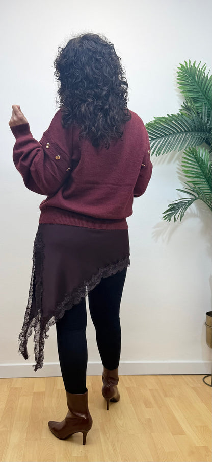 Jersey burdeos botones dorados