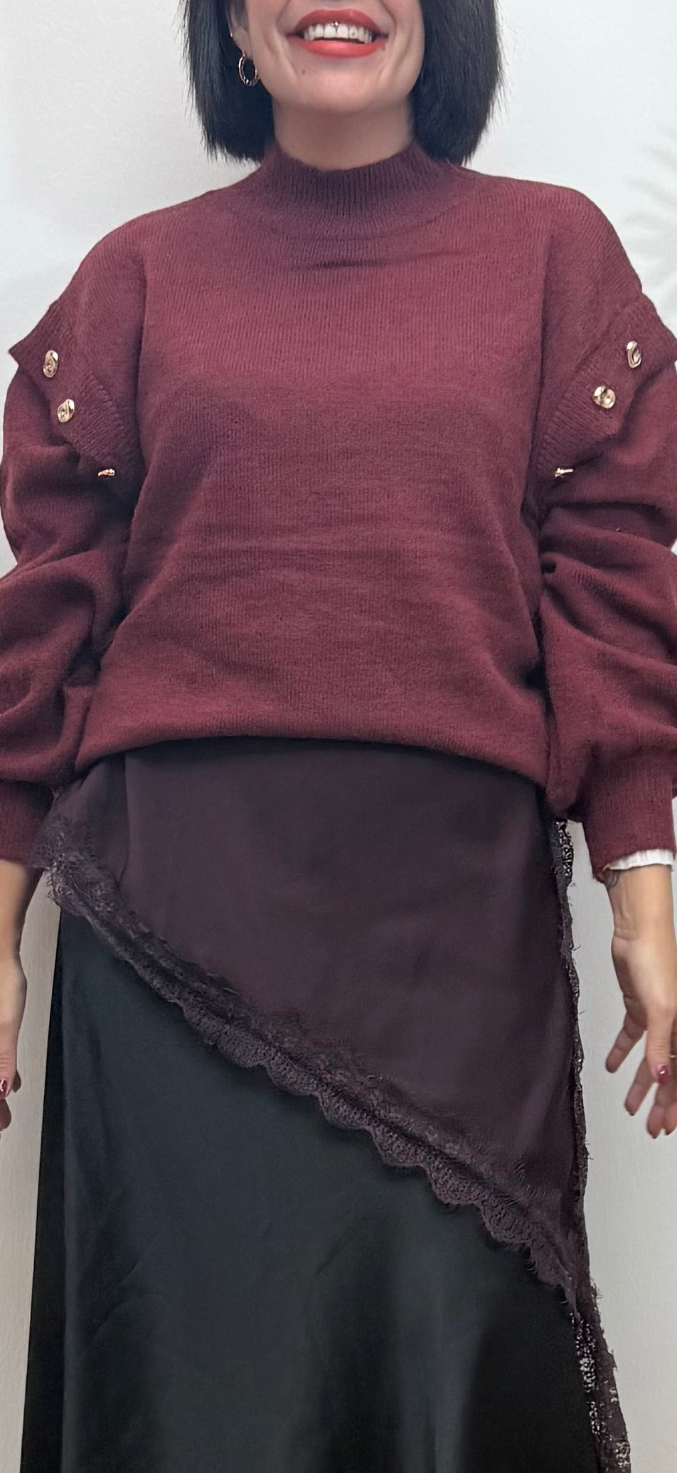 Jersey burdeos botones dorados