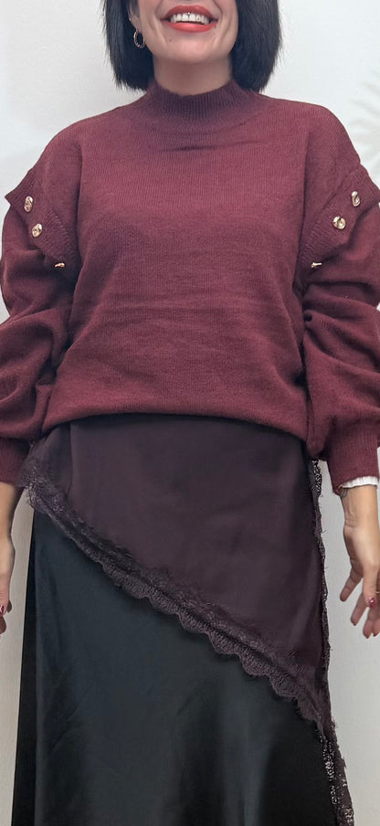 Jersey burdeos botones dorados