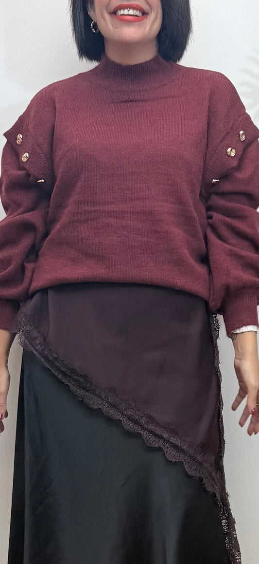 Jersey burdeos botones dorados