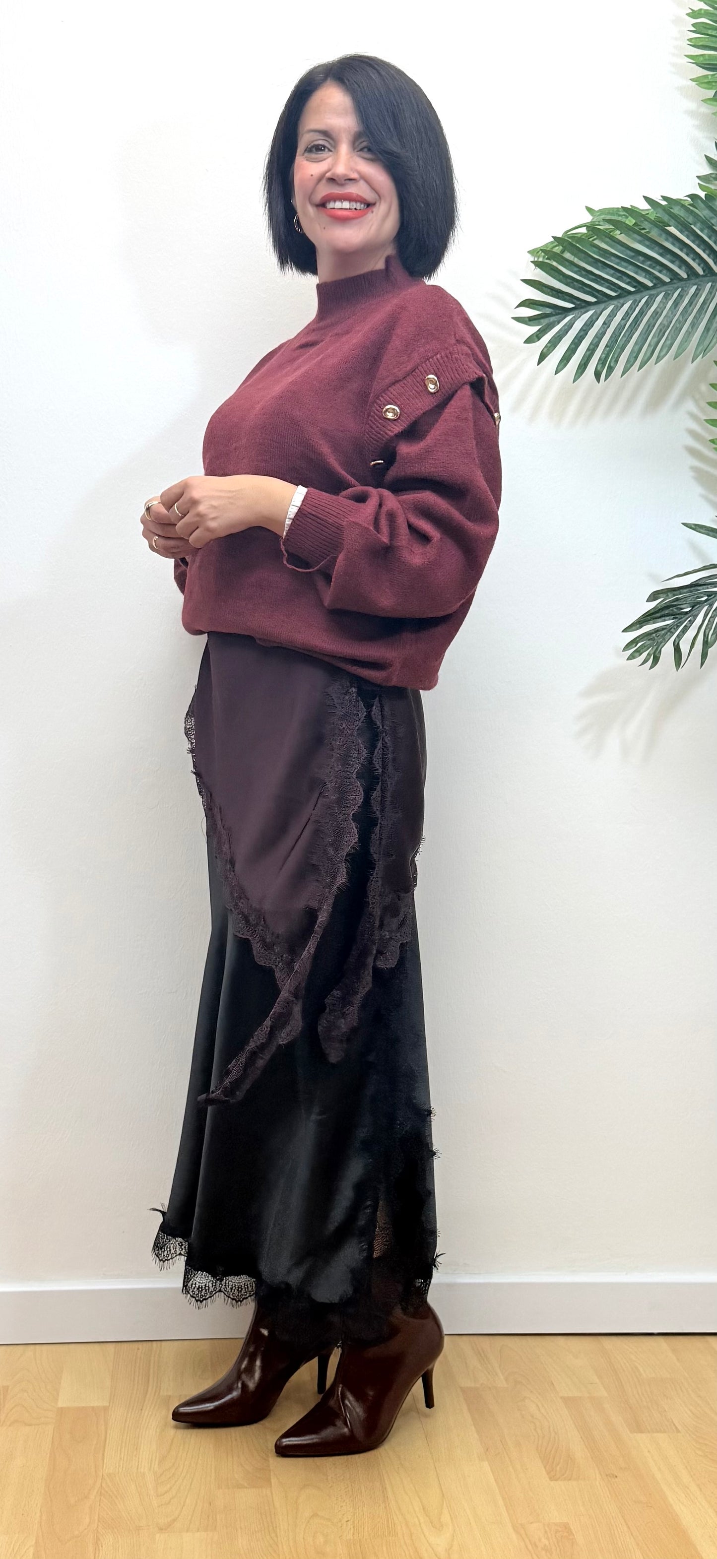 Jersey burdeos botones dorados