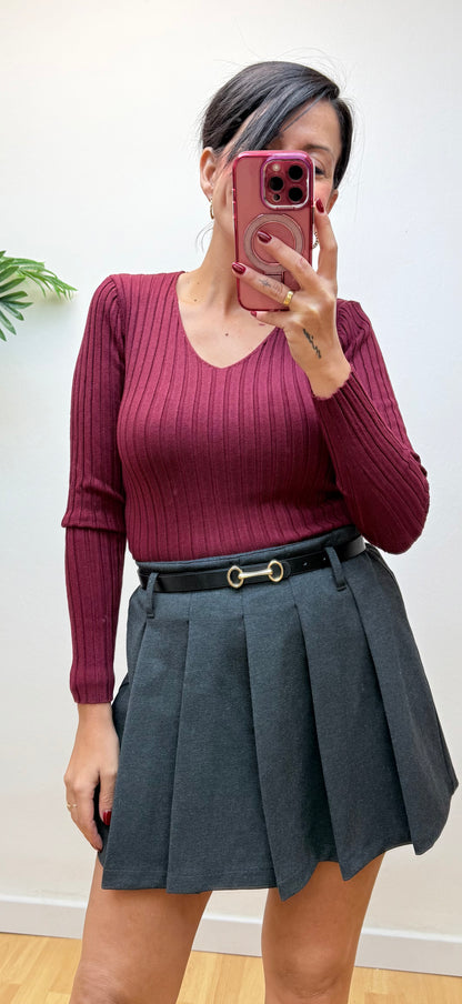 Falda pantalón gris tablas