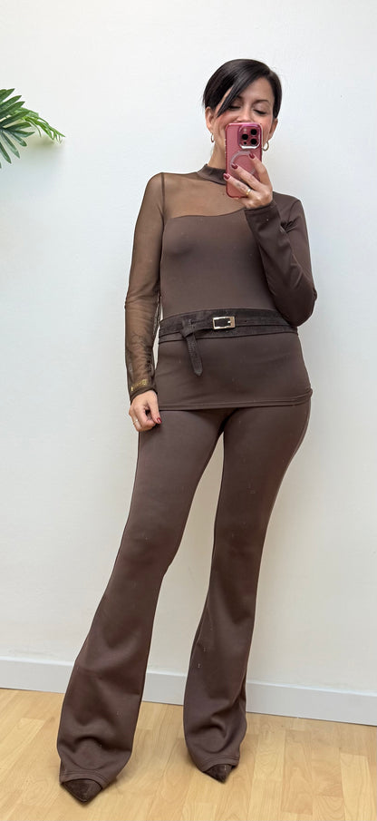 Pantalón campana chocolate