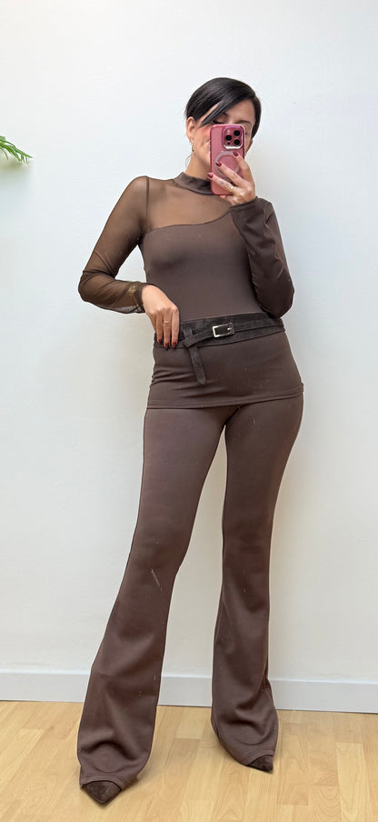 Pantalón campana chocolate