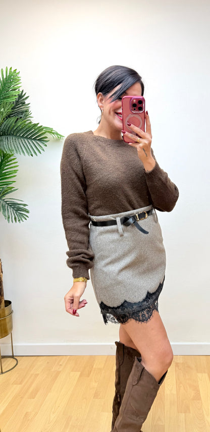 Falda Pantalón espiga taupé